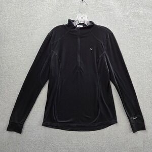Paradox Men Activewear Top L Black Base Layer Merino Wool Blend Quarter Zip